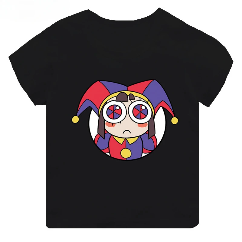 Hot Sale The Amazing Digital Circus Print Kids T-shirt Girls Clothes Baby Boys Black Short Sleeve Cotton T Shirt Children Tops 5