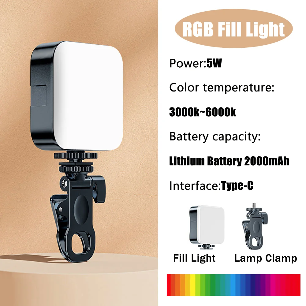 Fill Light Pocket RGB Portable LED Video Mini For Camera Smartphone GoPro Laptop Selfie Adjustable