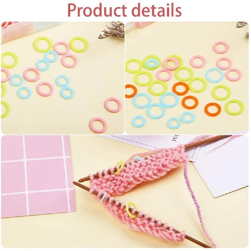 Knitting Stitch Markers Rings 180/220Pcs Colorful Knitting Crochet Locking Rings with Portable Storage Box for Sewing Handcrafts