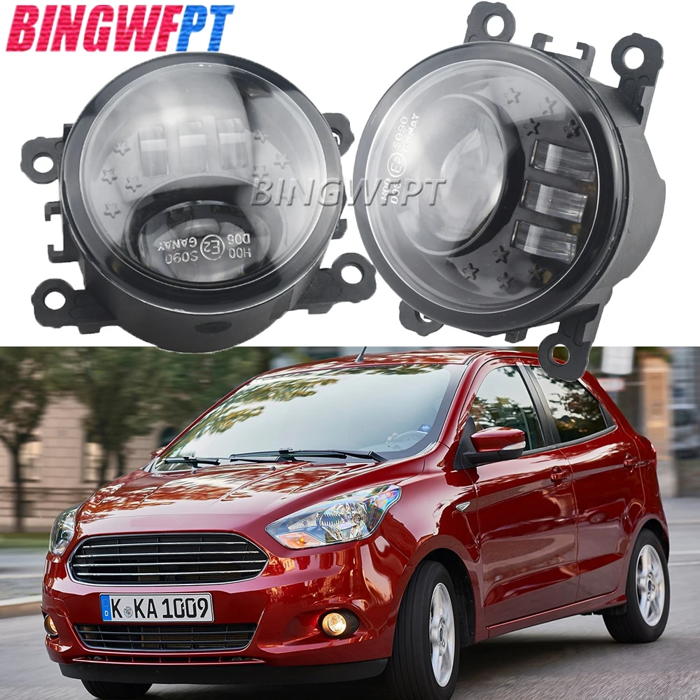 2 Pz Per Ford Figo Ka Ka + Figo 2015 2016 2017 2018 2019 Car-Styling Anteriore Fendinebbia Led Fendinebbia Drl H11 12V Fendinebbia