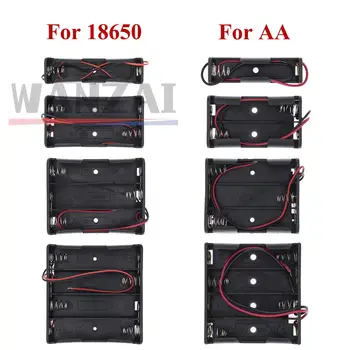 New AA/18650 Power Bank Cases 1X 2X 3X 4X 18650 Battery Holder Storage Box Case 1 2 3 4 Slot Batteries Container With Wire Lead
