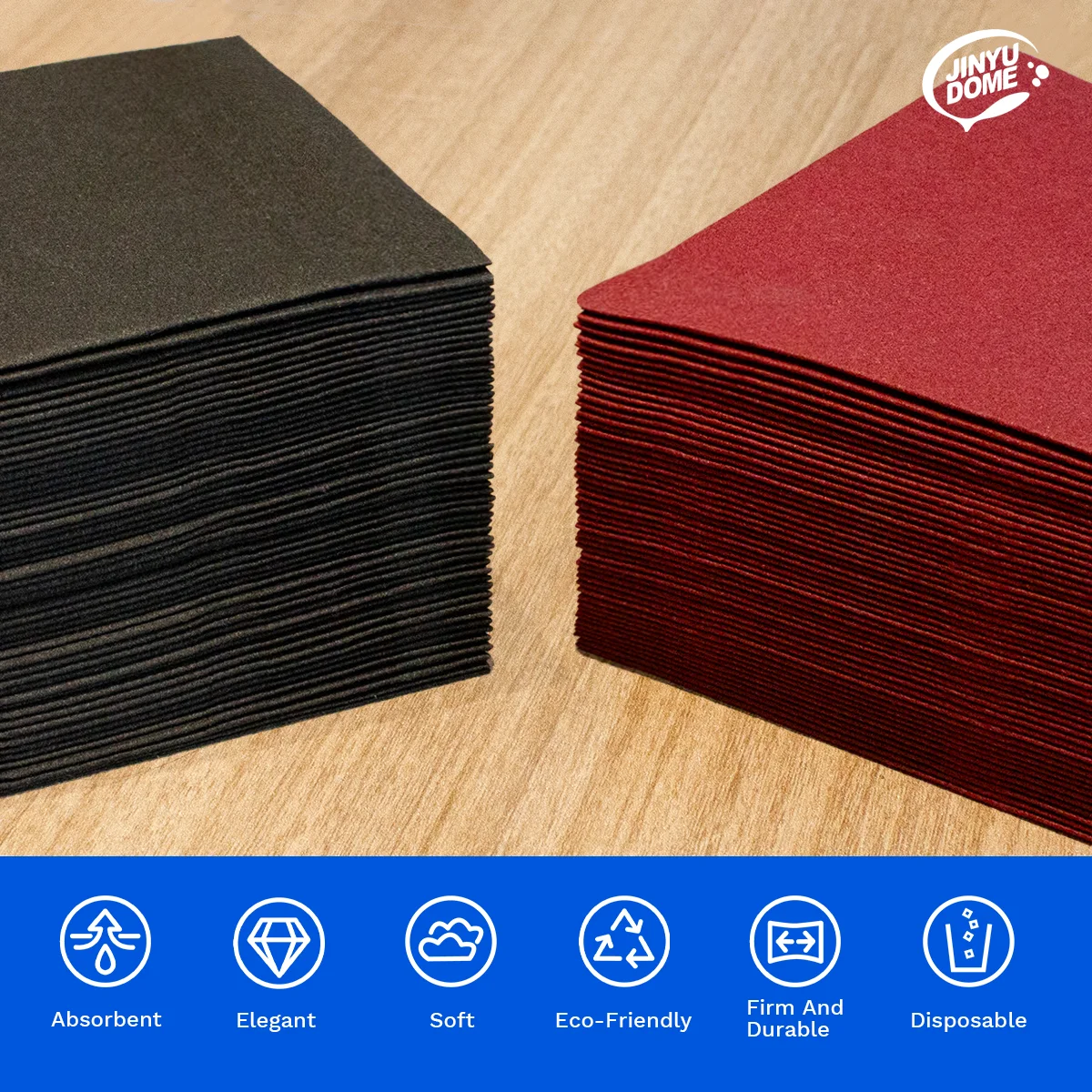 25/50Pcs Disposable Linen-Feel Dinner Napkin 9.84*9.84in Burgundy/Black Napkin Prefold Paper Napkins For Party Wedding