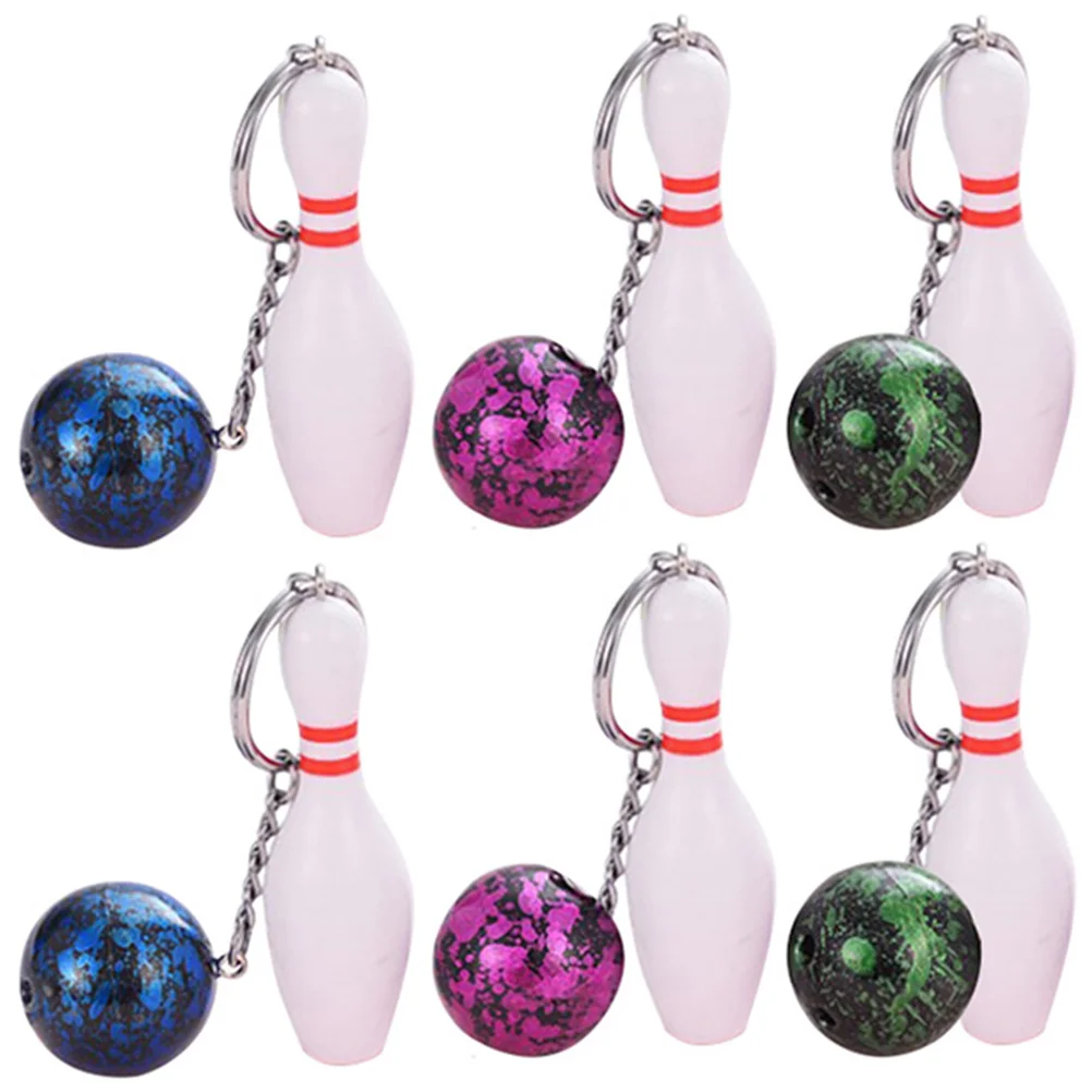 

6 Pcs Decorations Key Chain Child Keychain Mini Bowling Keychains Pvc Plastic Pendant