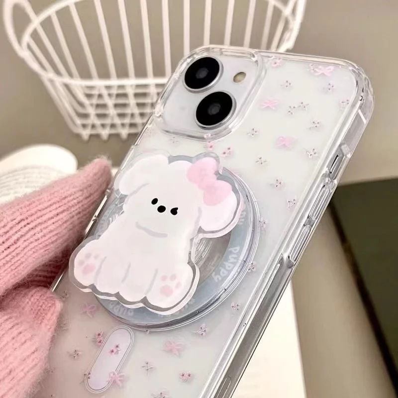 Magnetic Floral Bow Phone Case with Holder