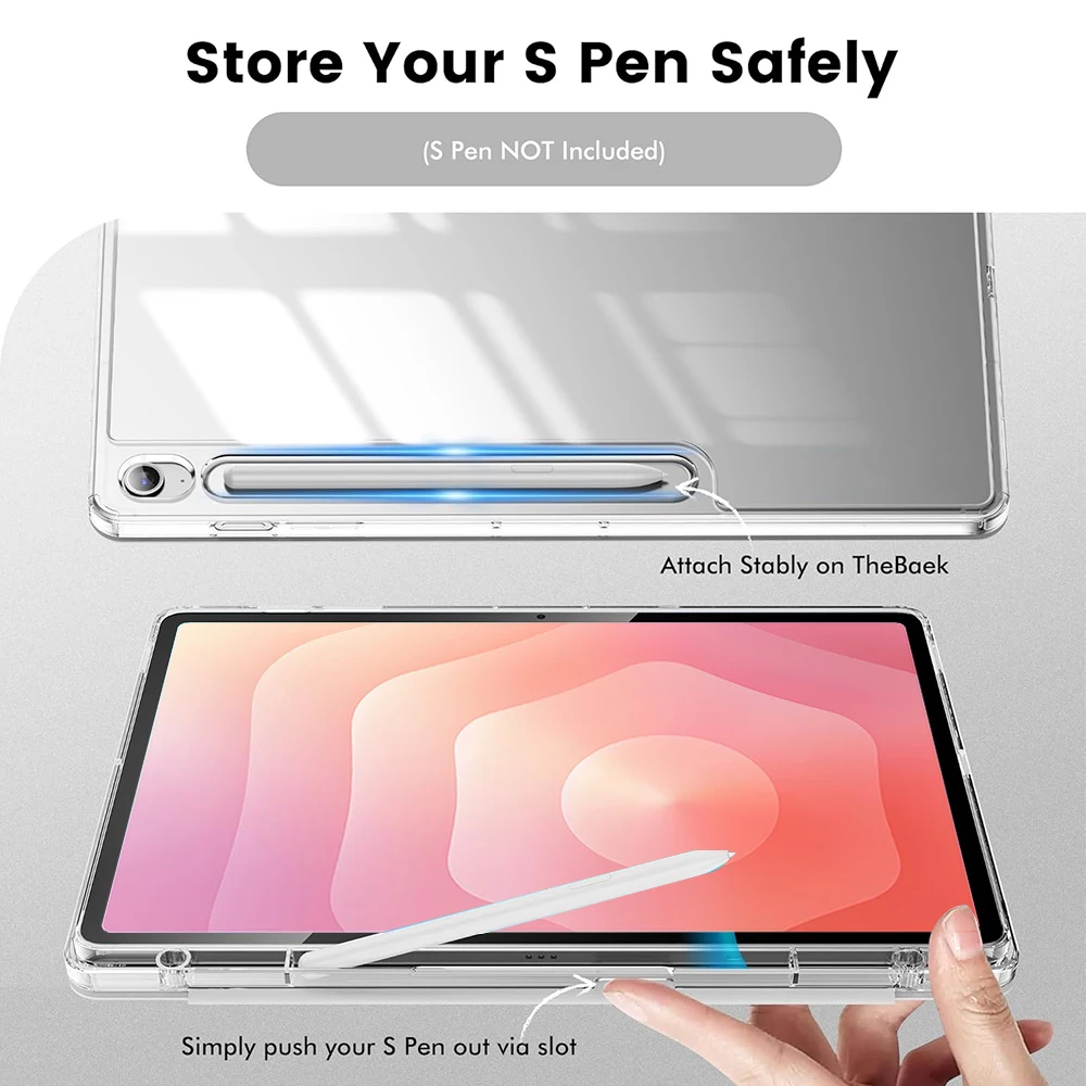 Slim & Lightweight TPU Hybrid Tablet Case with Clear Transparent Back and Auto Wake/Sleep