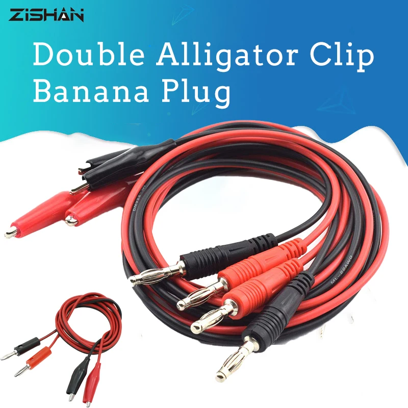 Test Leads ZIShan 1Pcs 1Meter Cable Red and Black Alligator Clips Jumper Wire Banana Plug for Multimeter