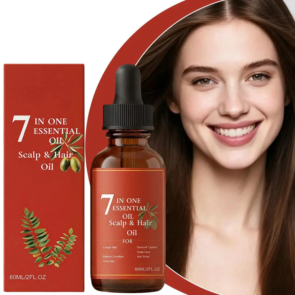 Olio Essenziale 7-in-1 per Cuoio Capelluto e Capelli, Formula Nutriente con Oliva e Rosmarino per Rinforzare le Radici, Ridurre la Caduta e Stimolare la Crescita