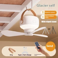 Portable Ceiling Fans Rechargeable LED Electric Fan Night Lamp Home Outdoor Camping Tent Hanging Fan Light with Remote Control 1