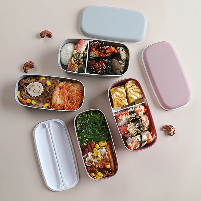

Microwave Lunch Box Portable Double-layer Separated Japanese-style For Office Worker Children Leak-proof Tableware Lunch Box