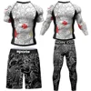 Men BJJ Rash Guard Jiu Jitsu T-shirt Sublimation Printed Shorts Rashguard Martial Art Boxing MMA Clothing Compression Wear Suit 3