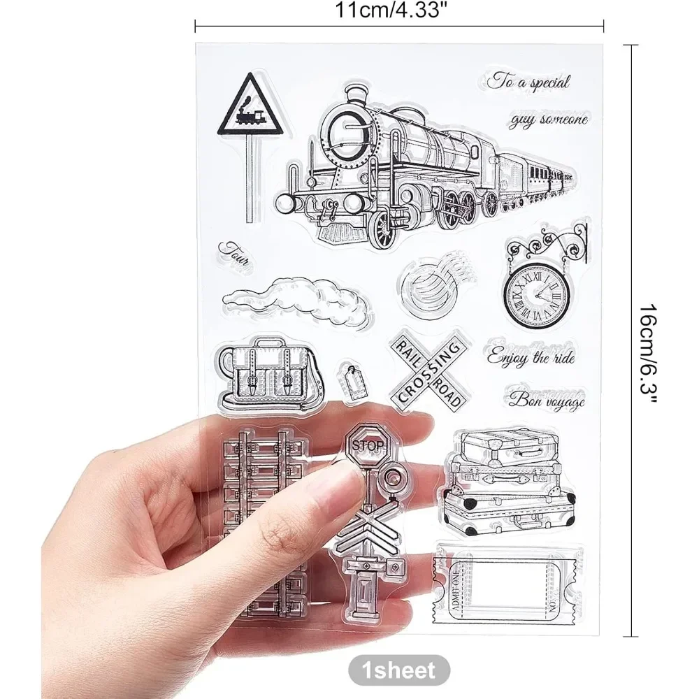 Set 4 Timbri In Silicone Trasparente Vintage Piante Con 3 Blocchi Acrilici - Scrapbooking