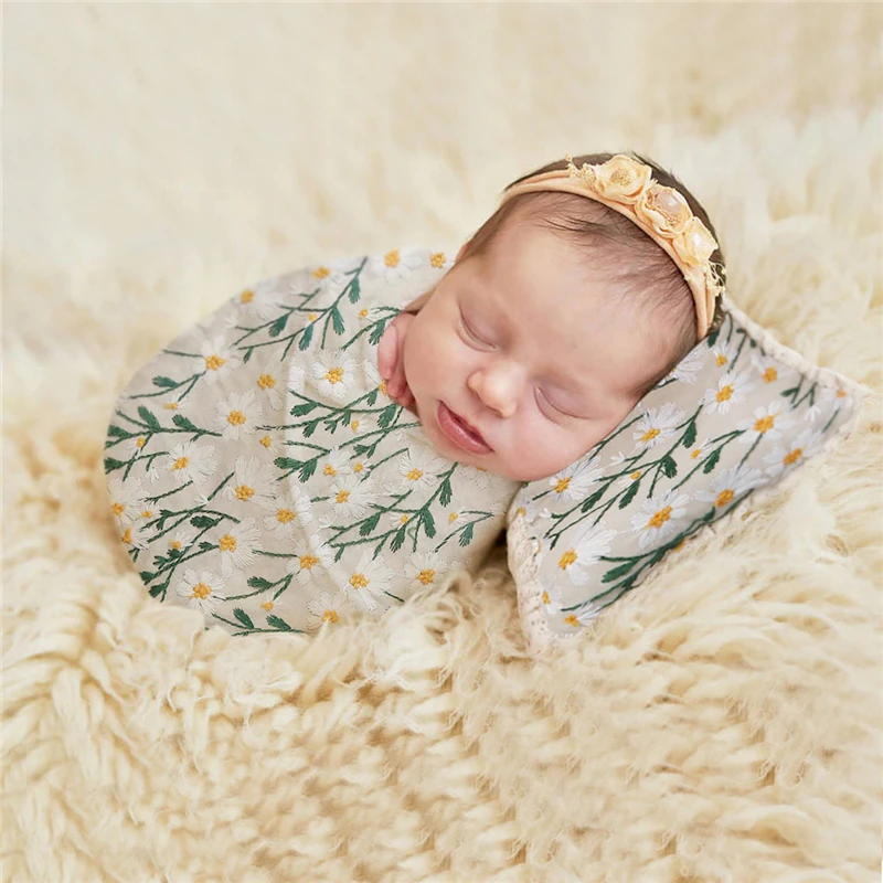 Dvotinst Newborn Baby Photography Props Embroidered Floral Wraps Pillow 2pcs Fotografia Accessories Studio Shooting Photo Props dvotinst newborn photography props for baby girl lace outfits bodysuit headband pillow fotografia accessories studio photo props