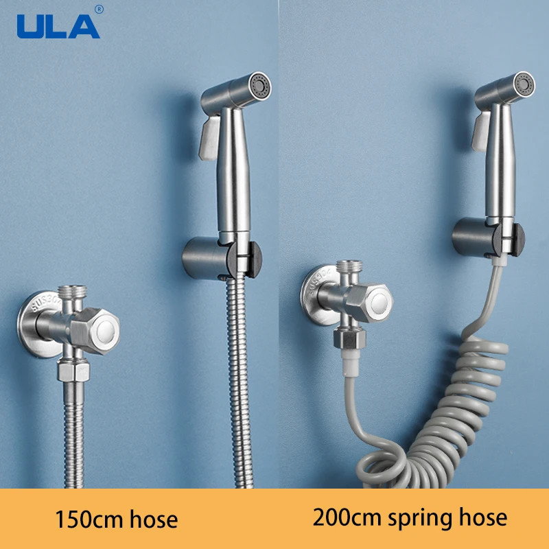 

ULA Portable Bidet Faucet Sprayer Stainless Steel Toilet Bidet Faucet for Bathroom Shattaf Valve Jet Set Hygienic Shower