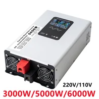 Pure Sine Waveอินเวอร์เตอร์3000W 5000W 6000W Power ConverterจอแสดงผลLCD DC12V 24V To AC 220V 110Vแรงดันไฟฟ้าพลังงานแสงอาทิตย์รถอินเวอร์เตอร์ 2