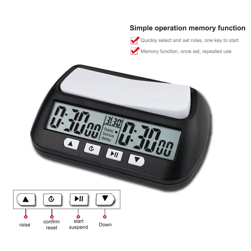 Professional Board Game Stopwatch Count Up Down Advanced Chess Digital Timer Portable Game Timer for International Chess Clock
