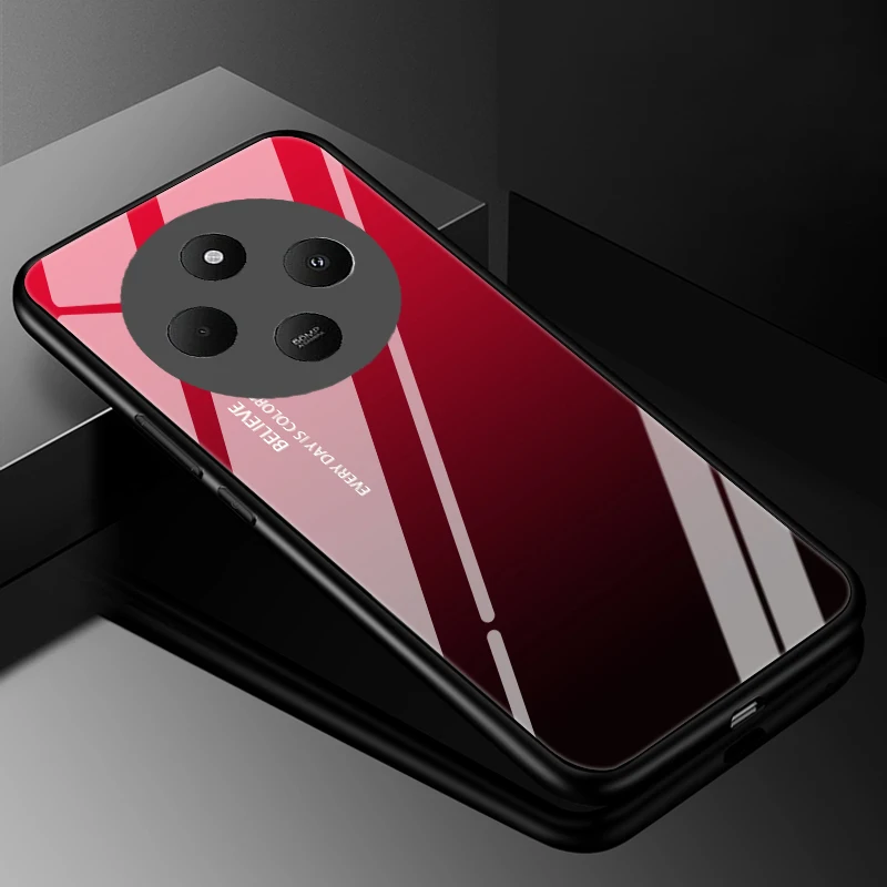 Durable Tempered Glass Phone Case with Hard Back Bumper