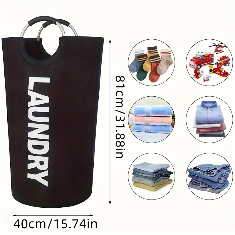 Oxford Cloth Laundry Bag, Dirty Clothes Storage Basket, Foldable Bathroom Clothes Bucket, Large-capacity Dirty Clothes Basket