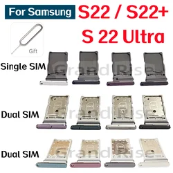 Dual SIM Card Tray Slot Holder Replacement (S22 Single SIM Black)