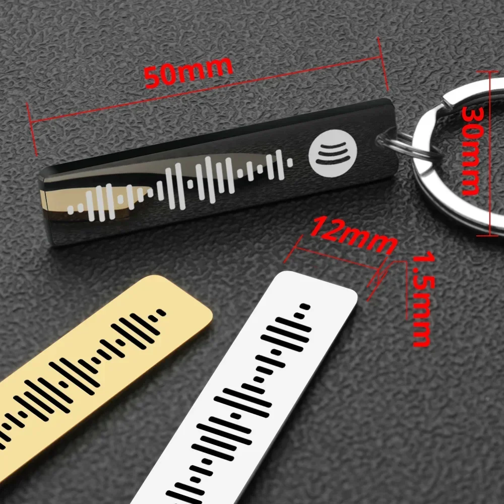 Personalized Spotify Code Keychains Customized Scannable Song Name Key Rings for Car Couple