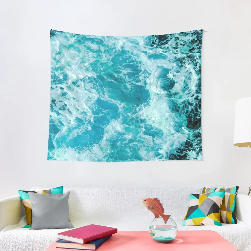 

Crush - Turquoise Blue Ocean Sea Waves Tapestry Decorations For Room Wall Decoration Items Home Decorations Tapestry