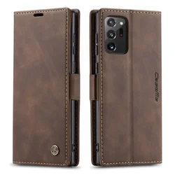 CaseMe Flip Leather Wallet Card Phone Case Cover for Samsung A81 (Coffee)