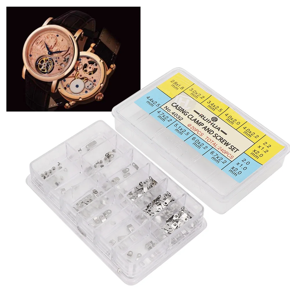 Watch Parts Assorted 10 Size Watch Movements Fixing Adapter Securing Screws