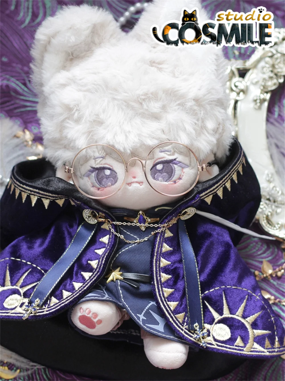 사제 마술사 마법 망토 점술가, Seer 보라색 봉제 인형 옷, 인형 액세서리, Shendian KL, 20cm