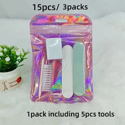 Disposable Nail Art Tools Kit - Portable Foot Care Set with Mini Nail File, Travel - Friendly for Home and Salon, 15 - Piece Value Pack (15PCS is 3Packs)
