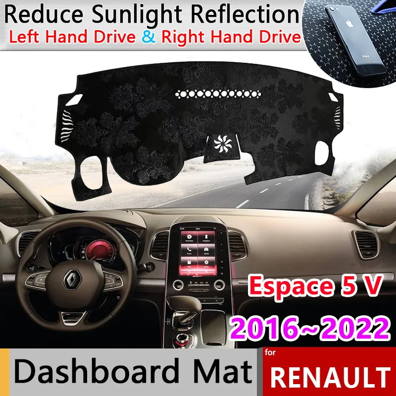 

Накладка на приборную панель для Renault Espace 5 V 2016 ~ 2022 2017 2018,2019 2020 2021 Противоскользящий коврик с защитой от солнца, коврик для приборной панели, ковер с защитой от солнца, аксессуары