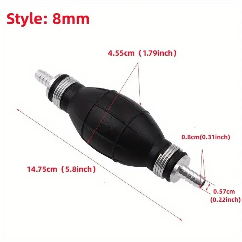 8mm Manual Fuel Pump Pipeline Rubber Aluminum Manual Fuel Primer Bulb Diesel Gasoline Delivery Pump Automobile Ship