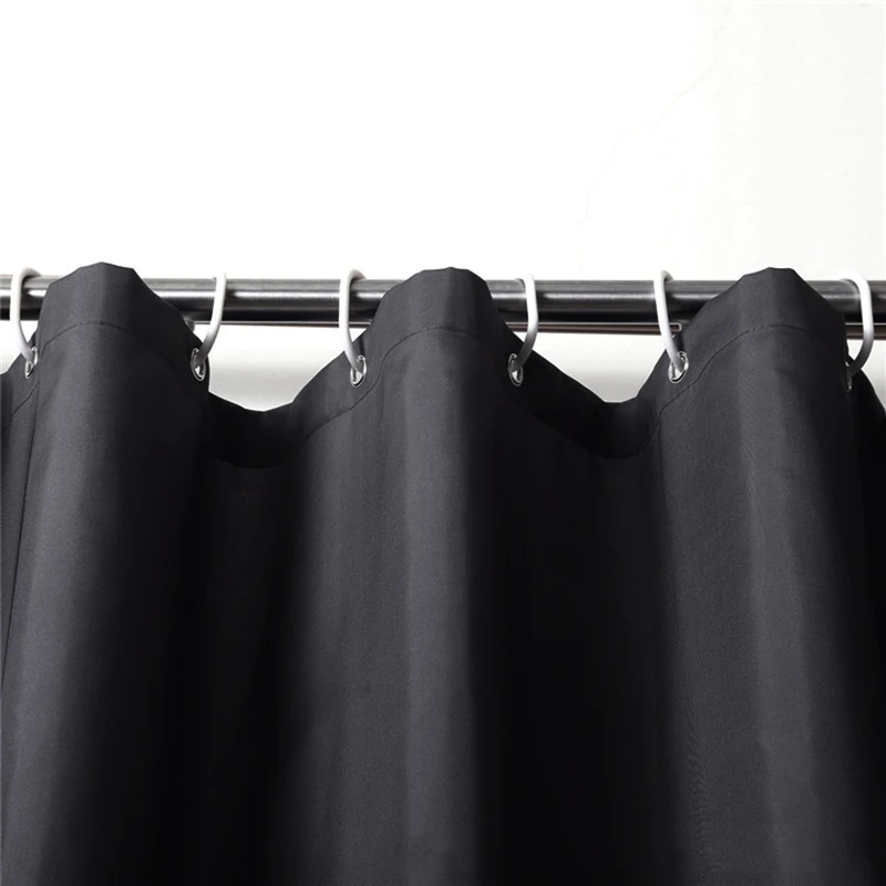 Black Shower Curtains Waterproof Fabric For Bathroom Bathtub With Hooks