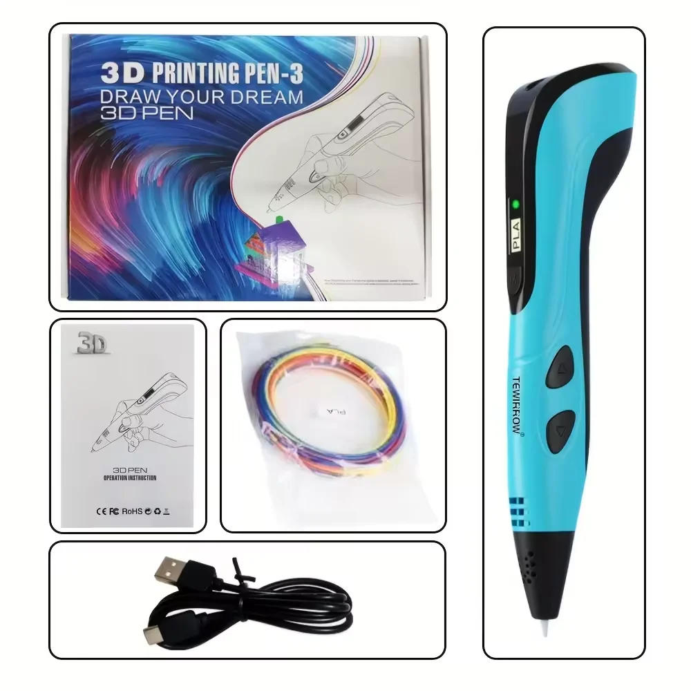 Creative Children's 3D Drawing Pen with LED Display and USB Connectivity