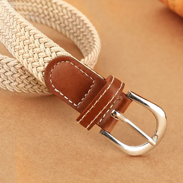 Women's elastic and elastic woven belt in one outfit, casual and versatile denim belt for men and women 4