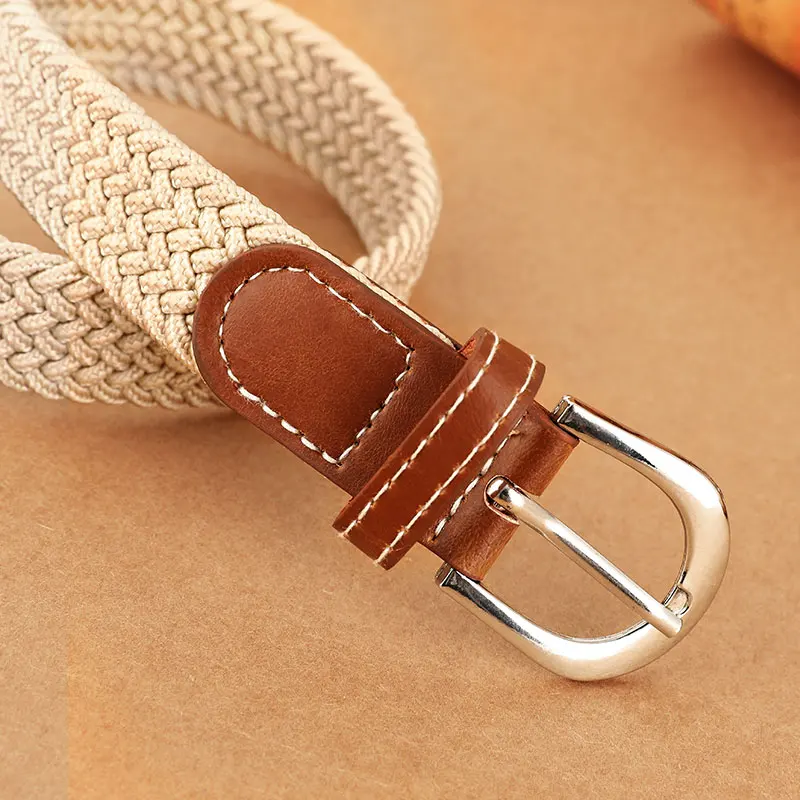 Women's elastic and elastic woven belt in one outfit, casual and versatile denim belt for men and women
