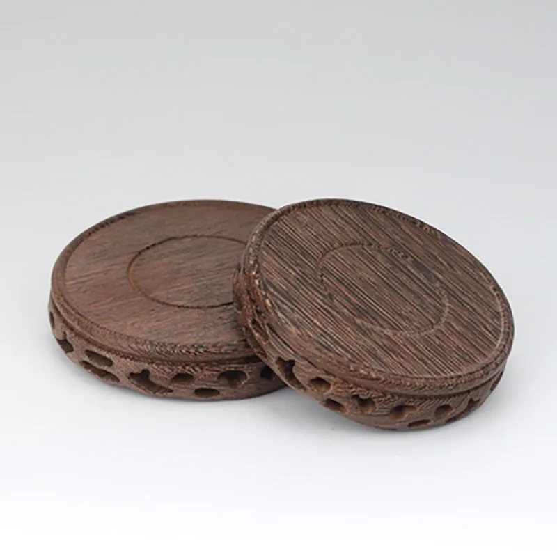 Natural Chicken Wing Wood, Red Sandalwood, Carved Round Base, Solid Wood, Home Decoration Display Stand