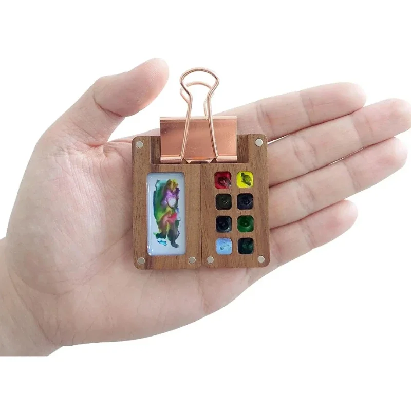 Watercolor Palette Portable Travel Wooden Handmade 8 Grid 0.5ml Watercolor Paint Palette Oil Paints Tray Box