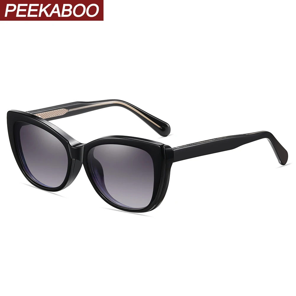 

Peekaboo TR90 clip on sunglasses cat eye women fashion polarized sun glasses square magnetic leopard brown outdoor uv400 female