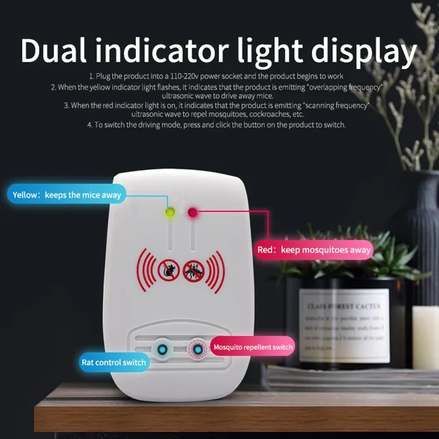 1Pcs Pest Reject Ultrasonic Mosquito Mouse Repeller Electronic Anti Rodent Insect Rats Pest Control Repellent For Home Indoor 3