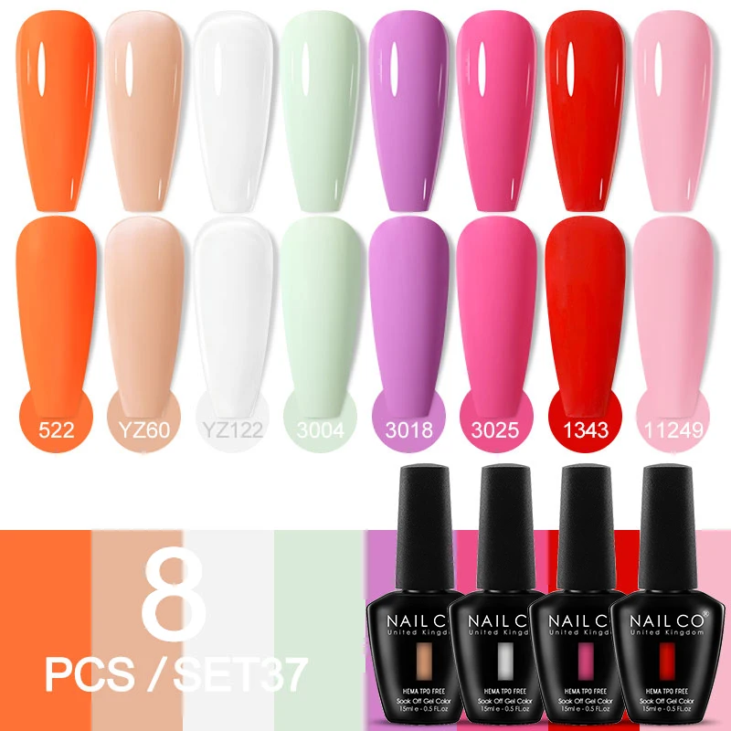 Deluxe 8-Piece Gel Nail Polish Set for Professional DIY Manicures