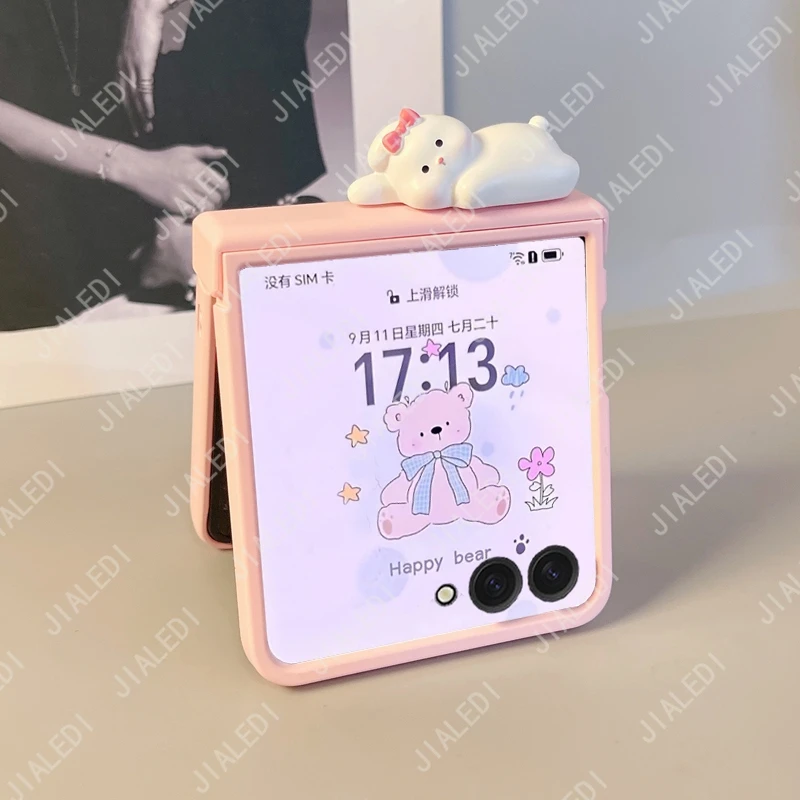 Cute Bear Ears Hinge Phone case For Samsung Galaxy Z Flip 7 thumbnail 12
