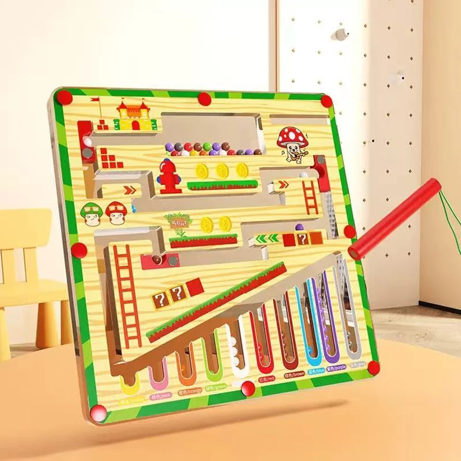 1 Stück Magnetisches Labyrinth-Laufkugelspiel für Kinder, Konzentrations-Training, Schreib- und Logik-Denkspiel für 3-Jährige, Frühpädagogisches Puzzle – Detail 12