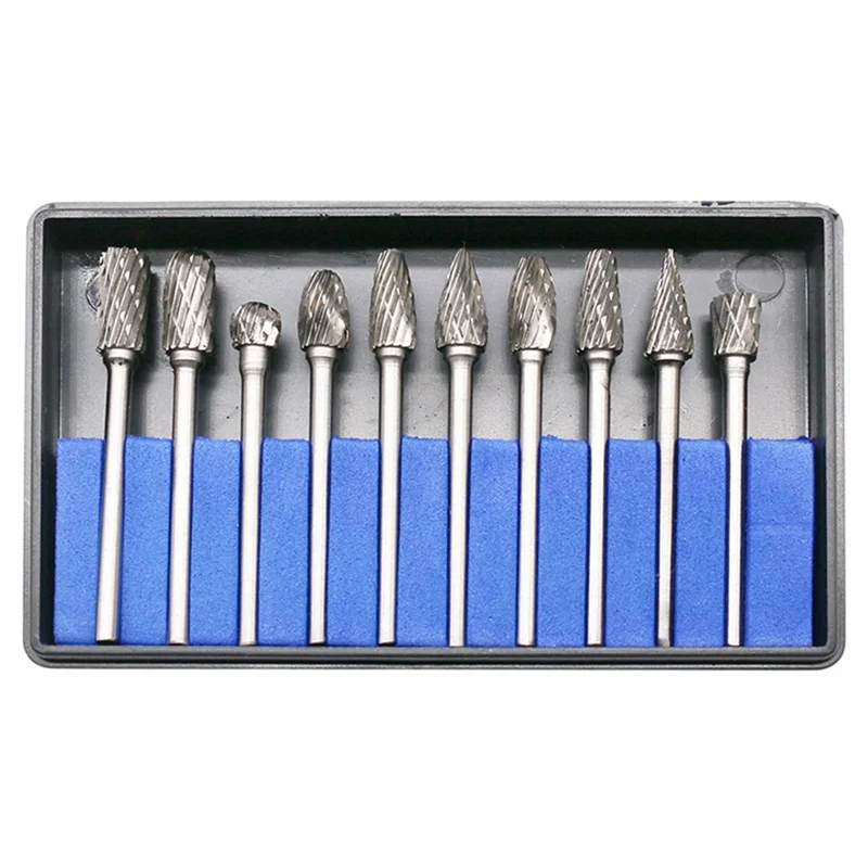 X59A_10Pcs 카바이드 파일 세트 3x6 이중 곡물 텅스텐 강철 연삭 헤드