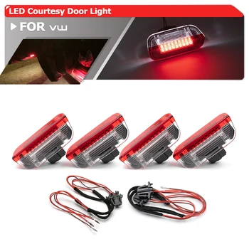 VW 골프 제타 MK5 MK6 파사트 B6 B7 CC 티구안 3AD 947 411 용 인테리어 웰컴 램프, 화이트 레드 LED 도어 경고 라이트, 4x