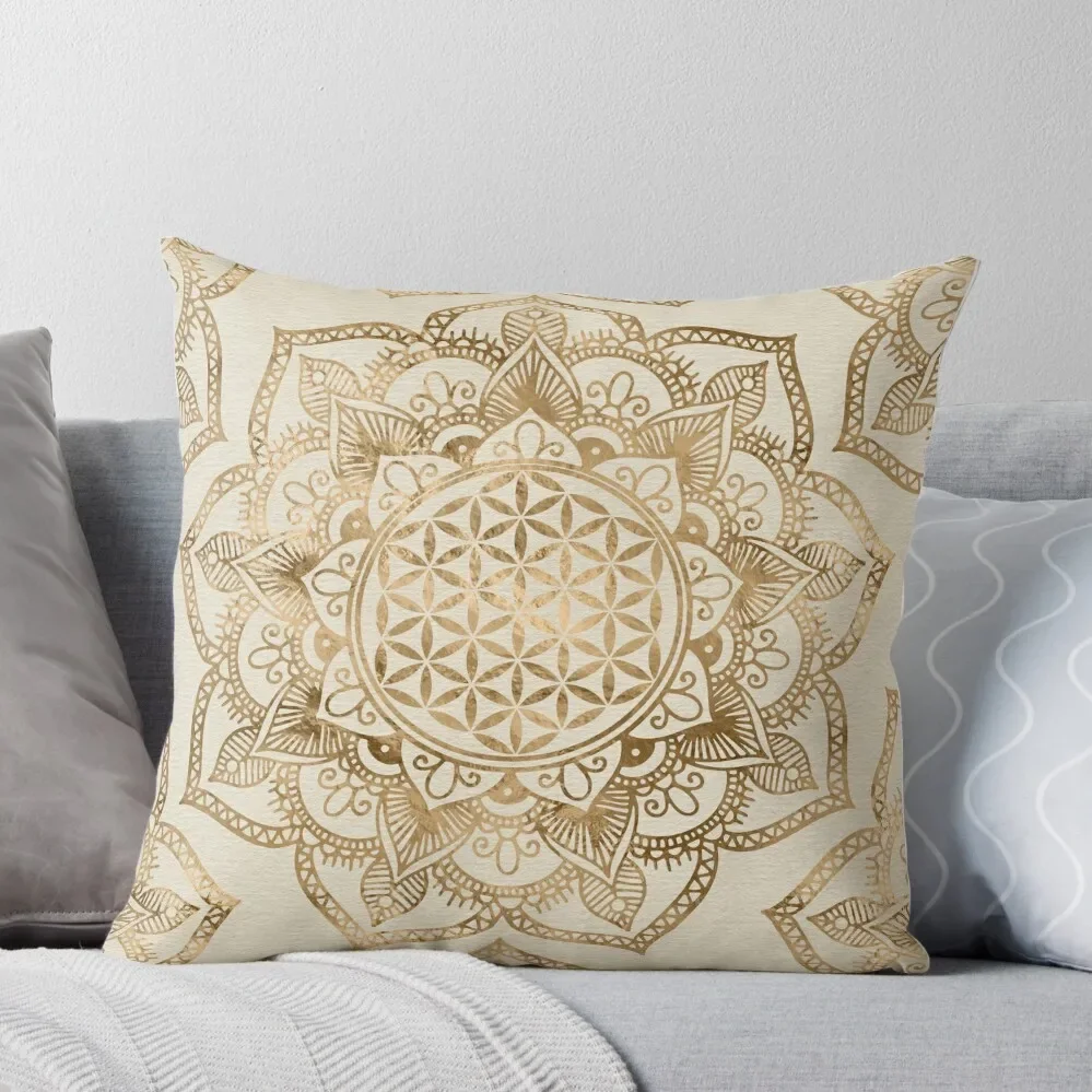 

Flower of Life in Lotus - pastel golds and canvas Throw Pillow Christmas Cushion For Home autumn decoration