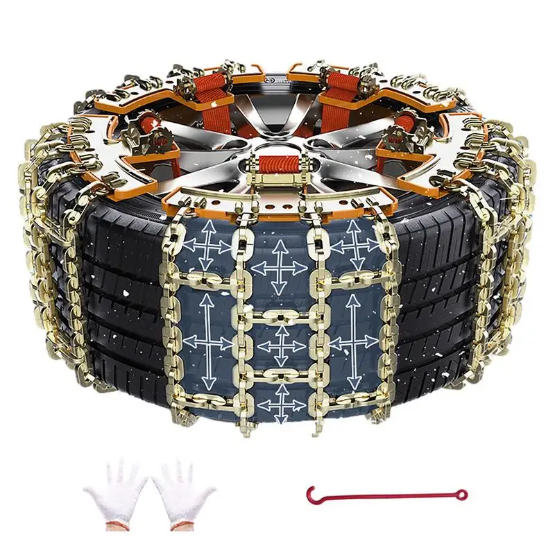 Car Snow Chains 6pcs Set Tire Chains For Snow And Ice Steel Tire Traction Chain With Strong Grip Force For Ice Mud Sand
