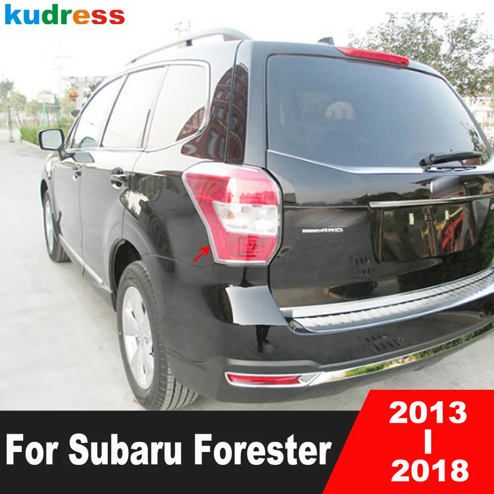 Car Rear Tail Light Lamp Cover Trim For Subaru Forester 2013 2014 2015 2016 2017 2018 Accessories Chrome Taillight Molding Trims 1