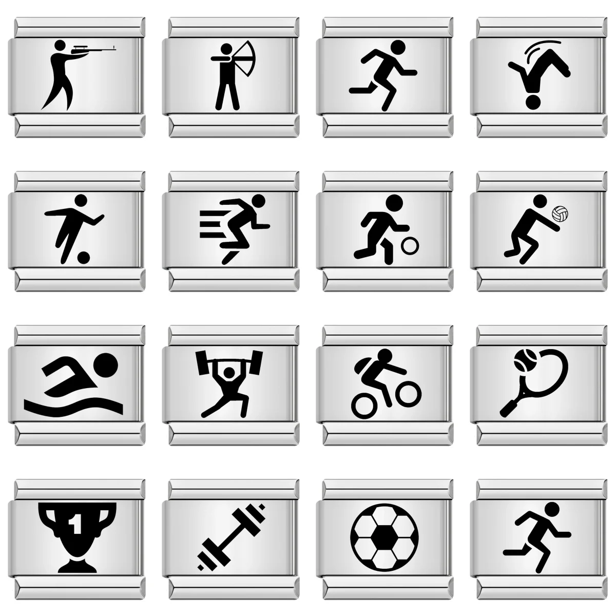 Trendy Designer Sport Schwimmen Fußball Gewichtheben Charm Links passen 9mm Armband Edelstahl Schmuck DIY Herstellung
