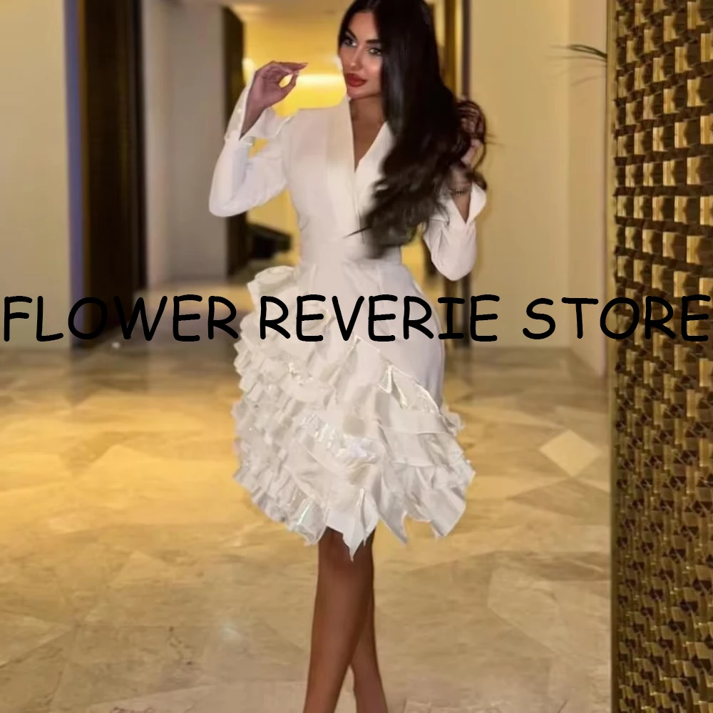 High quality Classic Exquisite Simple Jersey Pleat Tiered Ball V-neck Mini Dresses Cocktail Dresses Matching Fashion