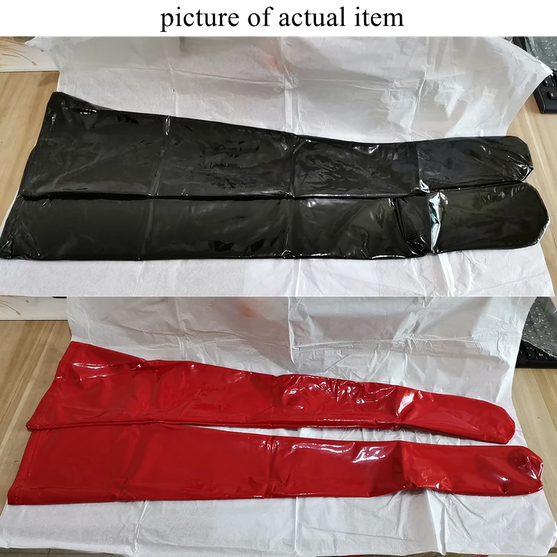 Plus Size Faux Latex Boots Women Sexy Wetlook PU Leather Thigh High Stockings Hot Oil Shiny Pole Dance Clubwear Cosplay Hosiery