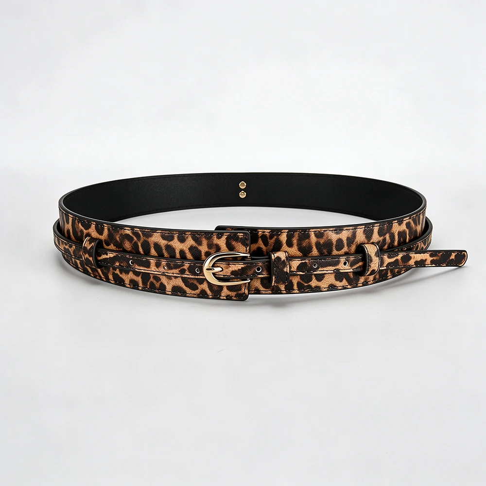 Women's U-Shaped Pin Buckle Removable PU Belt for Jeans and Wide-Leg Pants